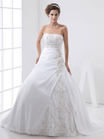 Weiß ein Online-halter mit V-Ausschnitt Taft Organza Brautkleid