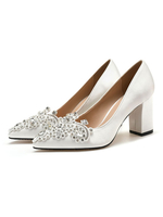 Weiß High Heel Party Schuhe Spitz Zehe Strass Abendschuhe Braut Heels
