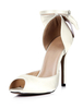 Weiß Peeptoe High Heels mit Fesselriemchen und Schleife