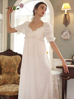 Weiß Retro Empire Taille Kleid Bridgerton Kostüme Frauen Marie Antoinette Kostüm Polyester Schaltkleid Vintage Vintage Kleidung