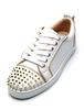 Weiß Skate Schuhe Männer Runde Kappe PU Leder Nieten Lace Up Turnschuhe Freizeitschuhe