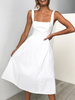 Weiß Sommer-Kleid-Bügel-Ausschnitt Slim Fit-Strand-Kleid