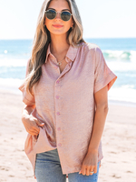 Weiches rosa Kurzarmhemd mit Glanzstoff 2025