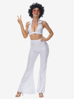 Weiße 90er Retro-Kostüme für Damen Retro-Hip-Pop-Kostüm-Outfits