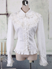 Weiße Baumwolle Lolita Bluse Langarm Lace Trim Turn-Down-Kragen Rüschen
