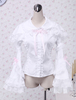 Weiße Baumwolle Lolita Bluse lange Hime Ärmel Lace Trim Bogen
