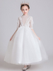 Weiße Blume Mädchen Kleider Juwel Hals Polyester Halbe Ärmel Knöchellange Prinzessin Kleid Kinder Formale Festzug Kleider