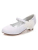 Weiße Blumen-Mädchen-Schuh-Satin-runde Zehe blüht Detail-Partei-Schuhe Mary Jane Shoes For Kids