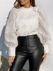 Weiße Bluse Ballon Puff Ärmel Frauen Tops