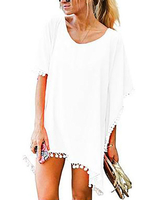 Weiße Bluse für Frauen Jewel Neck Kurzarm Polyester Casual Oversized Tops