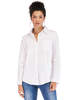 Weiße Bluse für Frauen Polyester Umlegekragen Lässige Taschen Knöpfe Lange Ärmel Lässiges T-Shirt