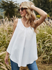 Weiße Bluse für Frauen Ärmelloses offenes schulterfreies Plissee-Spitzen-Juwelenhals-Polyester-Sommer-T-Shirt