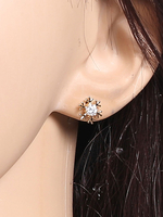 Weiße Bolzen Ohrringe Schneeflocke Form Strass Perlen Ohrringe Schmuck