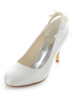 Weiße Braut Pumpen schicke Schleife Satin Hochzeit Heels für Frauen
