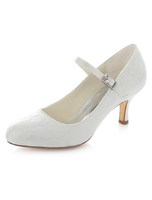 Weiße Braut Pumps Straps Satin Hochzeit Heels für Frauen