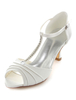 Weiße Braut Sandalen Peep Toe Satin Hochzeit Heels für Frauen