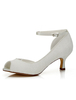 Weiße Braut Schuhe Peep Spitze Ankle Strap Kätzchen High Heel Hochzeitsschuhe für Frauen