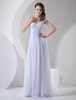 Weiße Brautkleider Chiffon V-Ausschnitt Beach Strand Brautkleid Spitze Perlen Reich Taille Sommer Brautkleid mit Zug