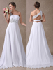 Weiße Brautkleider One Shoulder Beach Strand Brautkleid Chiffon Sicke Zurück Design Sommer Brautkleider Mit Zug