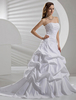 Weiße Brautkleider Taft Dropped Taille geraffte Brautkleid Liebsten Spitze Applique Sicke Gericht Zug Brautkleid