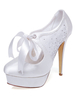 Weiße Bridal Pumpen Plateau Lace Satin Hochzeit Pumps