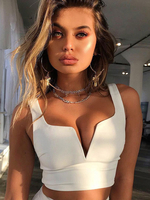 Weiße Cami Top Frauen V-Ausschnitt Ärmellose rückenfreie sexy Camis