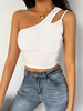 Weiße Cami Top One-Shoulder Baumwollmischung Casual Women Camis