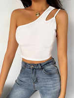 Weiße Cami Top One-Shoulder Baumwollmischung Casual Women Camis