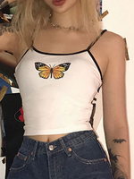 Weiße Cami Top Schmetterlingsdruck Camis für Frauen