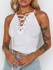 Weiße Cami Top Schnürung Baumwolle Sexy Camis Für Frauen