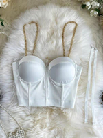 Weiße Cami Top Straps Hals Ärmellose Polyester Sexy Tops