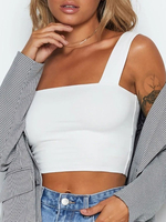 Weiße Cami Top Straps Neck Sexy rückenfreie Crop Tops für Frauen
