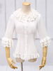 Weiße Chiffon Lolita Bluse Mitte Ärmeln Rüschen Lace Trim