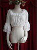 Weiße Chiffon Lolita Bluse mittleren Hime Ärmel Lace Trim hohe Taille