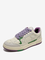 Weiße Damen-Sneakers mit runder Spitze und Sternenmuster zum Schnüren Freizeitschuhe