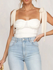 Weiße Ernte-Top Bustier geknotete Sexy Tops