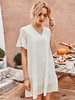 Weiße Etuikleider für Damen Kurzarm-Polyester-Röhrenkleid mit V-Ausschnitt