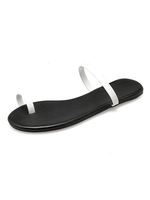 Weiße Flip Flops Frauen Zehenring Flachen Sandalen