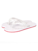 Weiße Flip Flops Runde Zehen Slip On Artwork Muster Atmungsaktive Rindsleder Sommer Casual Flat Heels