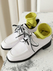 Weiße Freizeitschuhe Frauen Square Toe Schnüren Oxford Schuhe