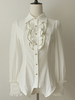 Weiße geraffte Baumwolle schickes Lolita-Shirt für Damen