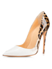 Weiße High Heels 2021 Frauen Kleid Schuhe Spitz leopard Pfennigabsatz slip on pumps