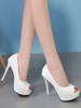 Weiße High Heels 2021 SteInmuster Spähen Zeh Damenschuhe