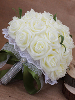 Weiße Hochzeit Bouquets Lace Ribbons Perlen Bridal Hand Flower