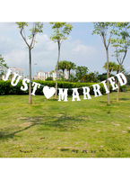 Weiße Hochzeit Dekorationen Perlenpapier Bänder MARRIED JUST Banner