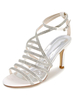 Weiße Hochzeit Gladiator Sandalen Damenschuhe High Heel Strass Ankle Strap Brautschuhe