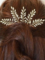Weiße Hochzeit Haarnadel Blätter Kopfschmuck Nachahmungen von Perlen Braut Haarschmuck