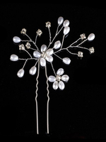 Weiße Hochzeit Haarnadel Perlen Kopfschmuck Strass Braut Haar Kopfschmuck