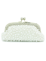Weiße Hochzeit Handtaschen Perlen verzierte Kiss Lock Single Strap Abendtaschen