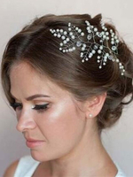 Weiße Hochzeit Kopfschmuck Kristall Perlen Braut Haarschmuck